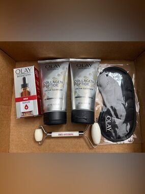 OLAY Skincare Set includes AHA Seren +, Collagen Peptide 24 Cleanser.